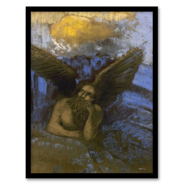 Artery8 Odilon Redon Framed Wall Art Print Old Angel Winged Sphinx Painting - Size: A4 - image 1