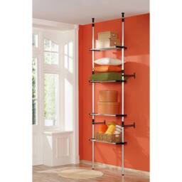 Berkfield Home Telescopic Wardrobe System with Shelves Aluminium in Silver - thumbnail 4