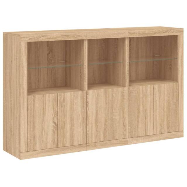 Berkfield Home Sideboard with LED Lights Sonoma Oak 162x37x100 cm in Brown - Size: 162 x 37 x 100 cm - image 1