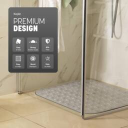 Keplin Non-Slip Shower Mat, For Shower Runner & Bathroom Tub, Square, 54x54cm in Clear - Size: 600mm - thumbnail 8