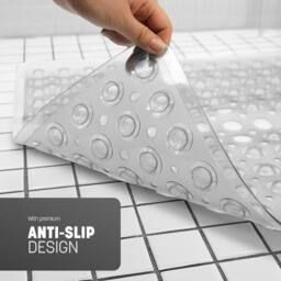 Keplin Non-Slip Shower Mat, For Shower Runner & Bathroom Tub, Square, 54x54cm in Clear - Size: 600mm - thumbnail 5
