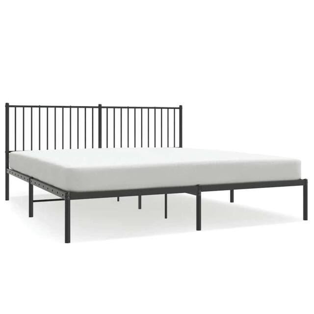 Berkfield Home Metal Bed Frame with Headboard Black 180x200 cm Super King - image 1