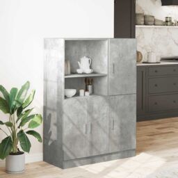 Berkfield Home 2 Piece Kitchen Cabinet Set Concrete Grey Engineered Wood - thumbnail 3