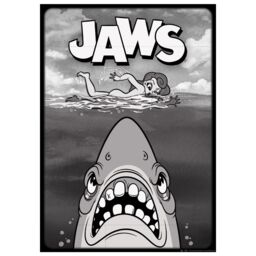 Jaws Cartoon-style A3 Limited Edition & Numbered Art Print in Grey - thumbnail 1
