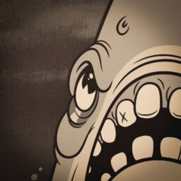Jaws Cartoon-style A3 Limited Edition & Numbered Art Print in Grey - thumbnail 3