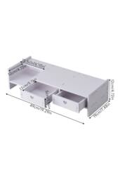 Living and Home White Monitor Stand Riser with 2 Drawers - thumbnail 6