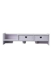 Living and Home White Monitor Stand Riser with 2 Drawers - thumbnail 2