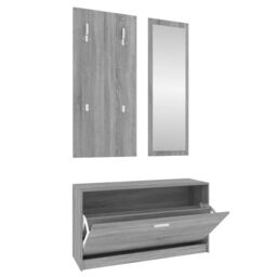 Berkfield Home 3-in-1 Shoe Cabinet Set Grey Sonoma Engineered Wood - thumbnail 2