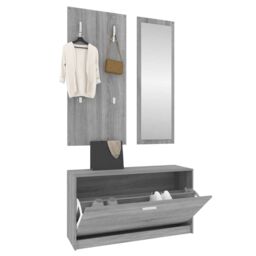 Berkfield Home 3-in-1 Shoe Cabinet Set Grey Sonoma Engineered Wood - thumbnail 4