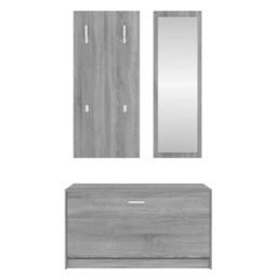 Berkfield Home 3-in-1 Shoe Cabinet Set Grey Sonoma Engineered Wood - thumbnail 6