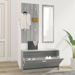 Berkfield Home 3-in-1 Shoe Cabinet Set Grey Sonoma Engineered Wood - thumbnail 1
