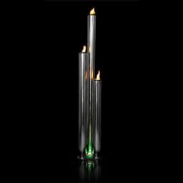 Primrose Stainless Steel 'Fire & Water' Feature Three Polished Tubes 135cm in Metallic Silver - thumbnail 3