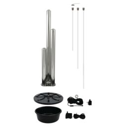Primrose Stainless Steel 'Fire & Water' Feature Three Polished Tubes 135cm in Metallic Silver - thumbnail 4