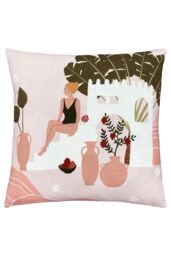 Furn Nalani Abstract Moroccan Courtyard Printed Cushion in Beige - Size: 50 cm x 50 cm - thumbnail 1