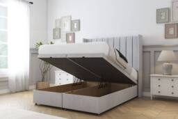 "Sloomy Falcon Naples Ottoman Bed Base-54"" Wingback Headboard in Silver - Size: King" - thumbnail 2