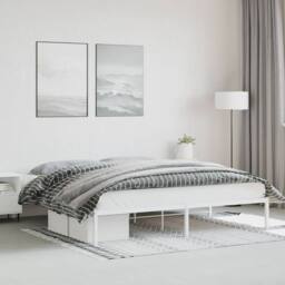 Berkfield Home Metal Bed Frame without Mattress White 200x200cm - Size: 200x200 cm - thumbnail 1