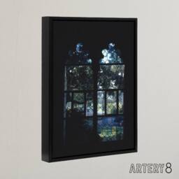 "Artery8 Cloister Hotel Vitro Stained Glass Margolies Framed Canvas Wall Art in Black - Size: W12"" x H16""" - thumbnail 2