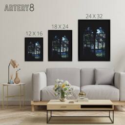 "Artery8 Cloister Hotel Vitro Stained Glass Margolies Framed Canvas Wall Art in Black - Size: W12"" x H16""" - thumbnail 4