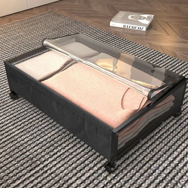 H&O Direct Under Bed Storage Containers with Wheels in Black - image 1