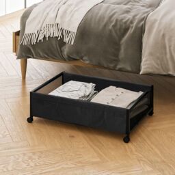 H&O Direct Under Bed Storage Containers with Wheels in Black - thumbnail 2