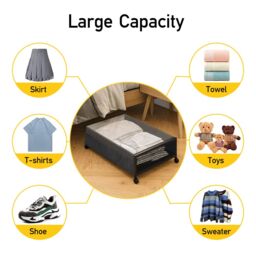 H&O Direct Under Bed Storage Containers with Wheels in Black - thumbnail 5