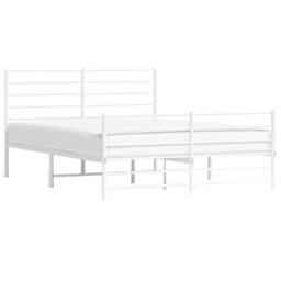 Berkfield Home Metal Bed Frame with Headboard & Footboard White 135x190 cm Double - thumbnail 4