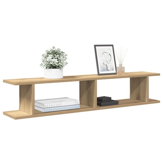 Berkfield Home Wall Shelves 2 pcs Artisan Oak 105x18x20 cm Engineered Wood in Brown - Size: 105 x 18 x 20 cm - image 1