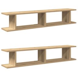 Berkfield Home Wall Shelves 2 pcs Artisan Oak 105x18x20 cm Engineered Wood in Brown - Size: 105 x 18 x 20 cm - thumbnail 2