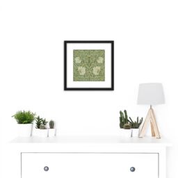 Artery8 William Morris Pimpernel Arts Craft Pattern Design 8X8 Inch Square Wooden Framed Wall Art Print Picture with Mount in Black - thumbnail 2