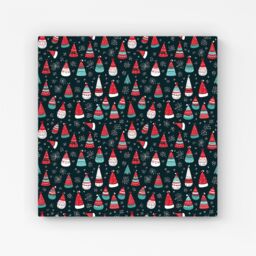 "Warren Reed - Designer Hand Drawn Cheerful Santa Hats Canvas in Red - Size: W16"" x H16""" - thumbnail 1