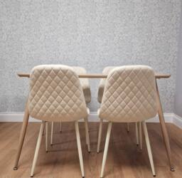 KOSY KOALA Dining Table Set with 4 Cream Faux Leather Chair Dining Room Furniture in Beige - Size: 120 cm x 70 cm - thumbnail 4