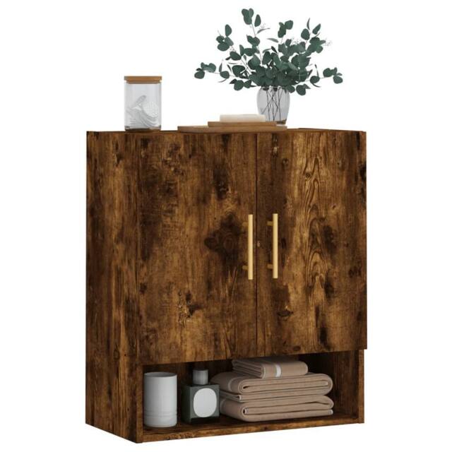 Berkfield Home Wall Cabinet Smoked Oak 60x31x70 cm Engineered Wood in Brown - Size: 60 x 31 x 70 cm - image 1
