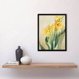 Artery8 Hannah Borger Overbeck Framed Wall Art Yellow Canna Lily Flowers in Beige - Size: A4 - thumbnail 2
