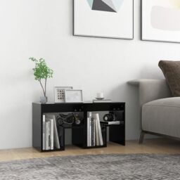 Berkfield Home Bed Cabinets 2 pcs Black 40x30x40 cm Engineered Wood - Size: 40 x 30 x 40 cm - thumbnail 1
