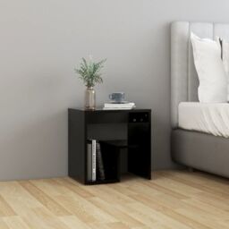 Berkfield Home Bed Cabinets 2 pcs Black 40x30x40 cm Engineered Wood - Size: 40 x 30 x 40 cm - thumbnail 6