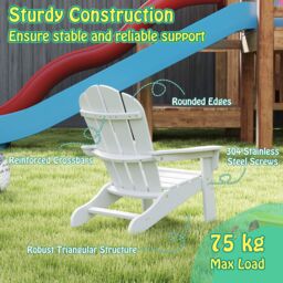 Gymax Adirondack Chair All-Weather HDPE Toddler Lawn Chair For 3-8 Years in White - thumbnail 4