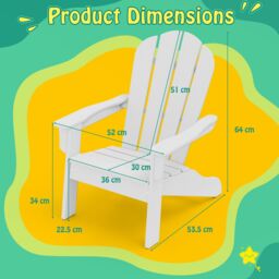 Gymax Adirondack Chair All-Weather HDPE Toddler Lawn Chair For 3-8 Years in White - thumbnail 2