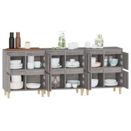 Berkfield Home Sideboards 3 pcs Grey Sonoma 60x35x70 cm Engineered Wood - Size: 60 x 35 x 70 cm - thumbnail 5