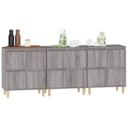Berkfield Home Sideboards 3 pcs Grey Sonoma 60x35x70 cm Engineered Wood - Size: 60 x 35 x 70 cm - thumbnail 4