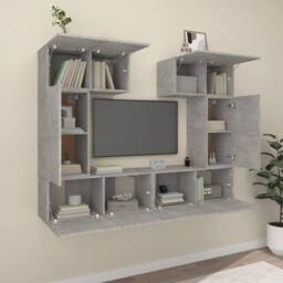 Berkfield Home 6 Piece TV Cabinet Set Concrete Grey Engineered Wood - thumbnail 3