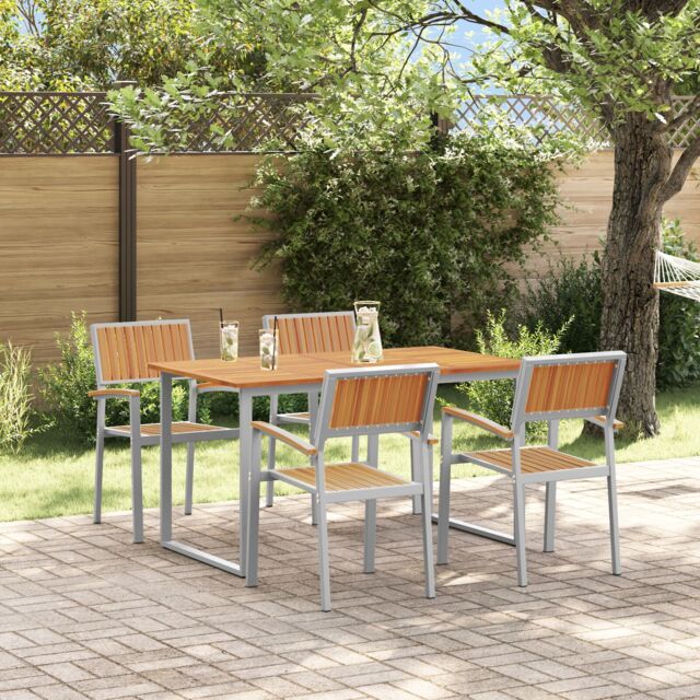 Berkfield Home Garden Dining Set Set of 5 Grey Steel Durable Dining Set - image 1