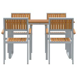 Berkfield Home Garden Dining Set Set of 5 Grey Steel Durable Dining Set - thumbnail 7