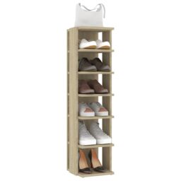 Berkfield Home Shoe Cabinet Sonoma Oak 27.5x27x102 cm Engineered Wood in Brown - thumbnail 6