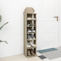 Berkfield Home Shoe Cabinet Sonoma Oak 27.5x27x102 cm Engineered Wood in Brown - thumbnail 3