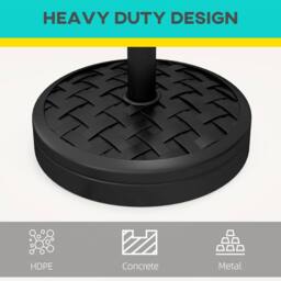 OUTSUNNY 18kg Heavy Duty Concrete Umbrella Parasol Base for Outdoor Patio Umbrella Black - thumbnail 6
