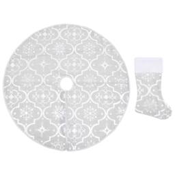 Berkfield Home Luxury Christmas Tree Skirt with Sock White 122 cm Fabric in Light Grey