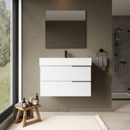 Banyetti Celtic 800mm Wall Hung Bathroom Vanity Unit with Veneto 1 Tap Hole Basin - Gloss White