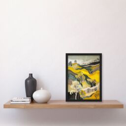 "Artery8 Cleveland Way North Yorkshire Moors Painting Ochre Framed Art Print in Yellow - Size: W12"" x H16""" - thumbnail 4