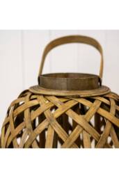 KDMD Small Oval Bamboo Lantern with Glass Insert in Brown - thumbnail 2