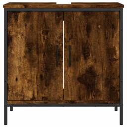 Berkfield Home Sturdy Bathroom Sink Cabinet Smoked Oak 60x30x60 cm Engineered Wood in Brown - Size: 60 x 30 x 60 cm - thumbnail 5